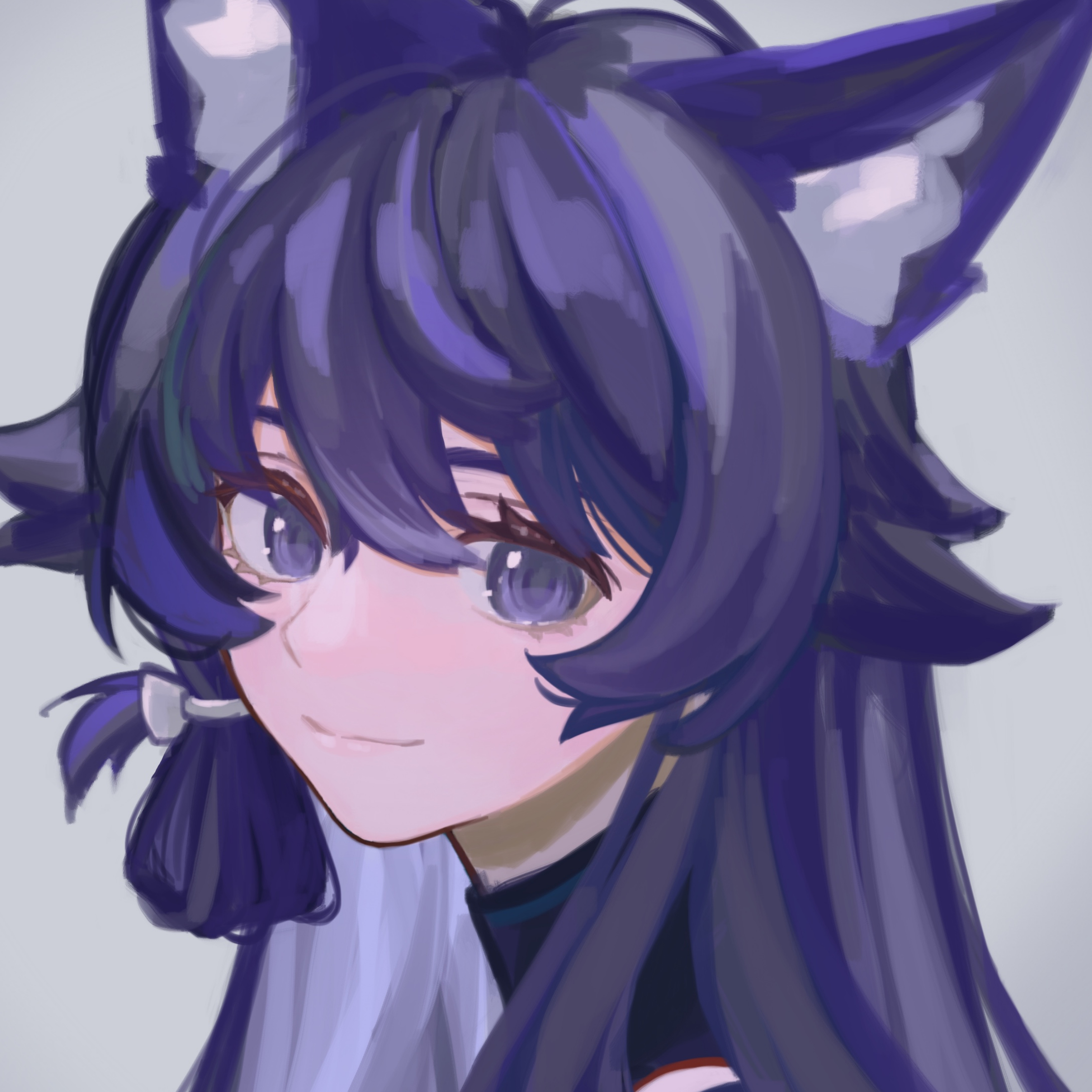 Digital art of a anime-style girl with purple hair