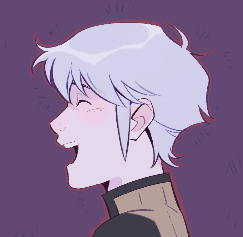 Artists A drawing of a white-haired character in side profile