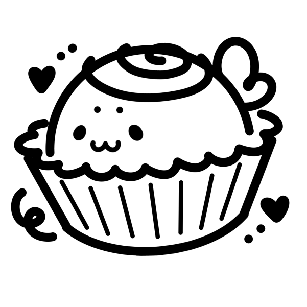 Artists Drawing of a cupcake with a cute smile