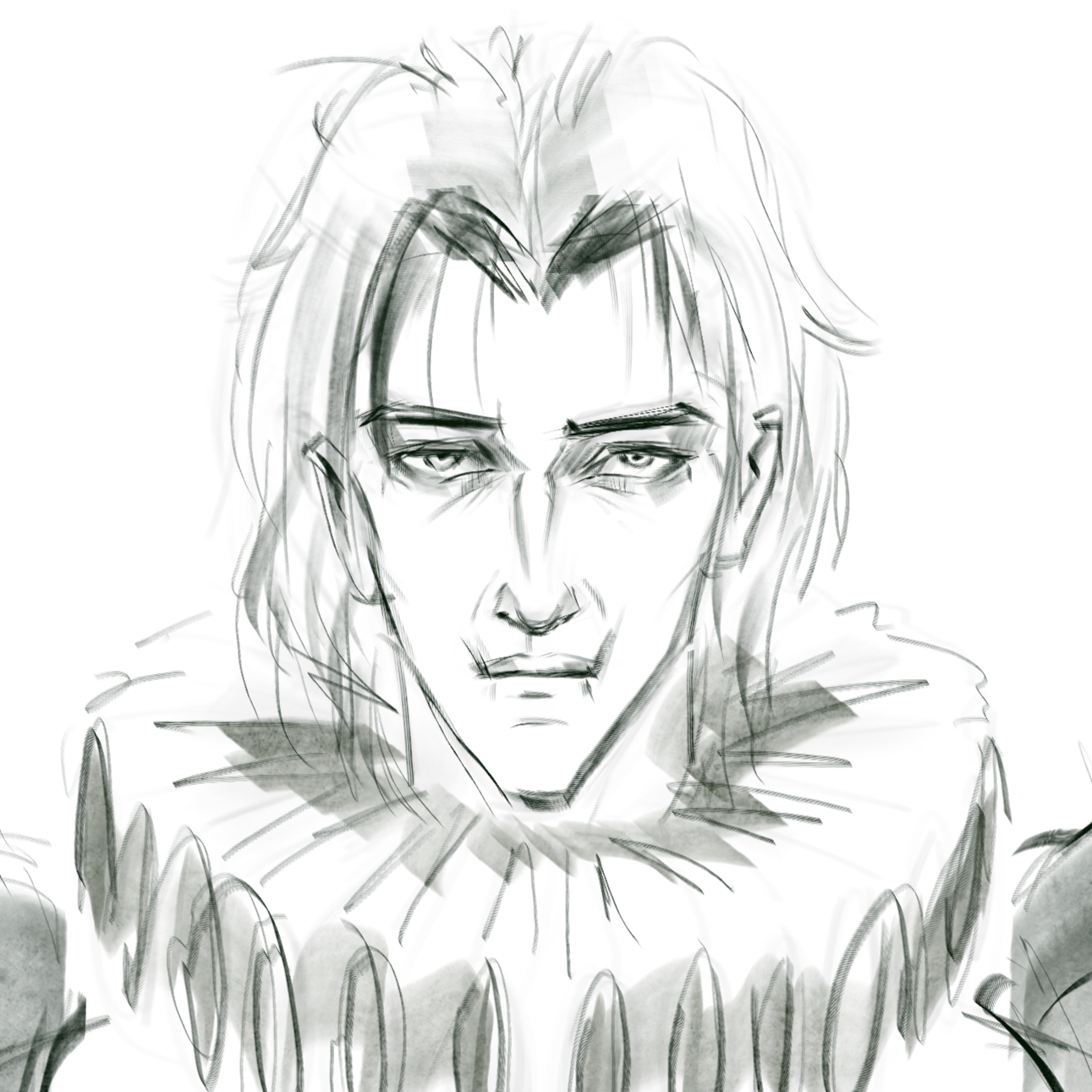 Artists Digital sketch of Viktor staring at the viewer