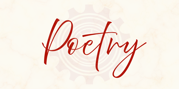 Text in red script reading "Poetry"